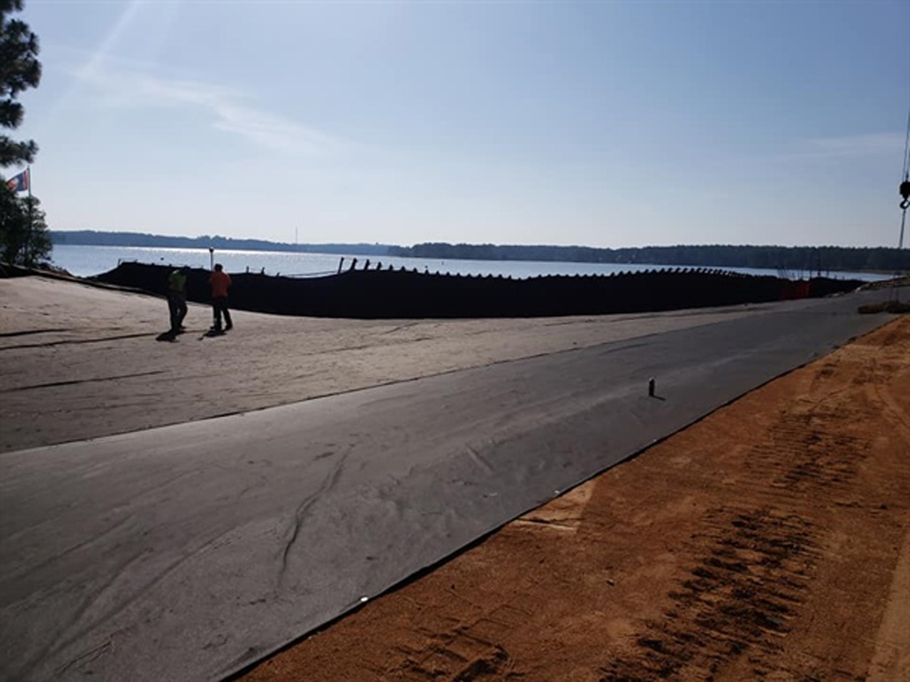 Lake Auman Dam filter fabric places down by HALL Contracting Corporation