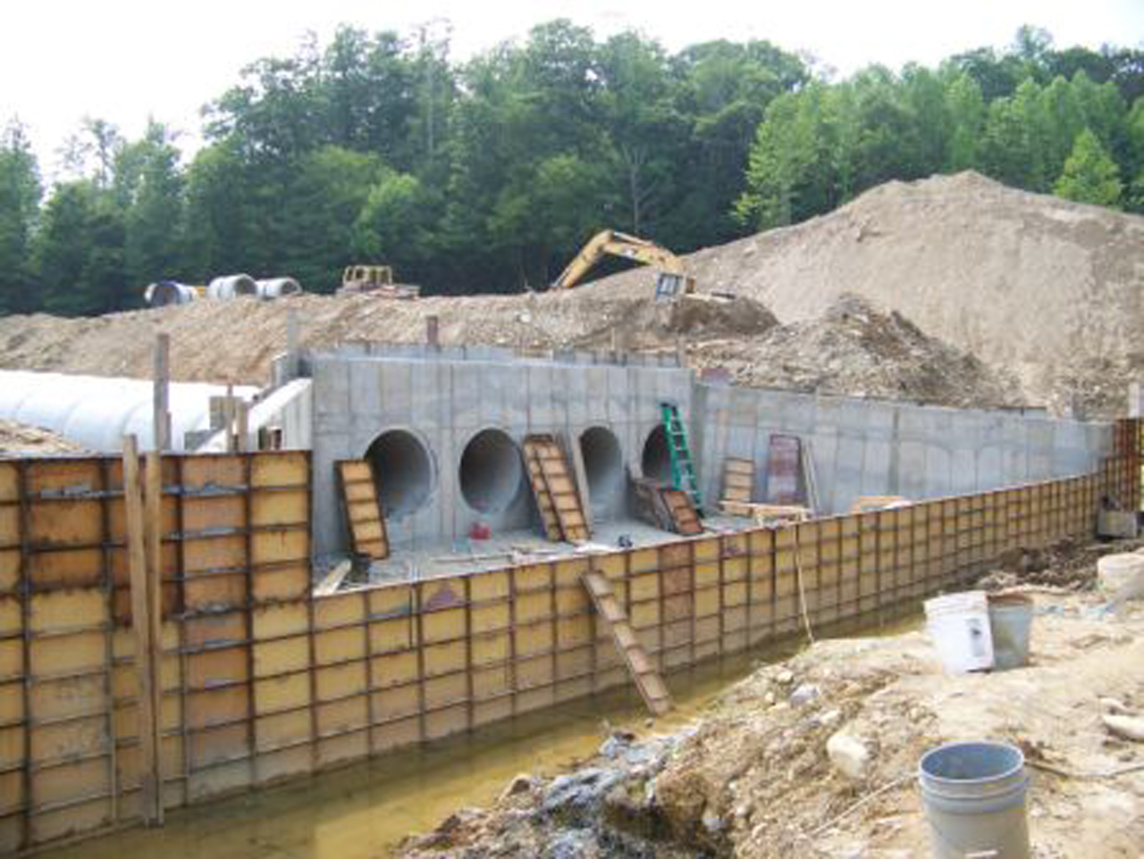 HALL Contracting works on building the Broyhill Dam overflow structure