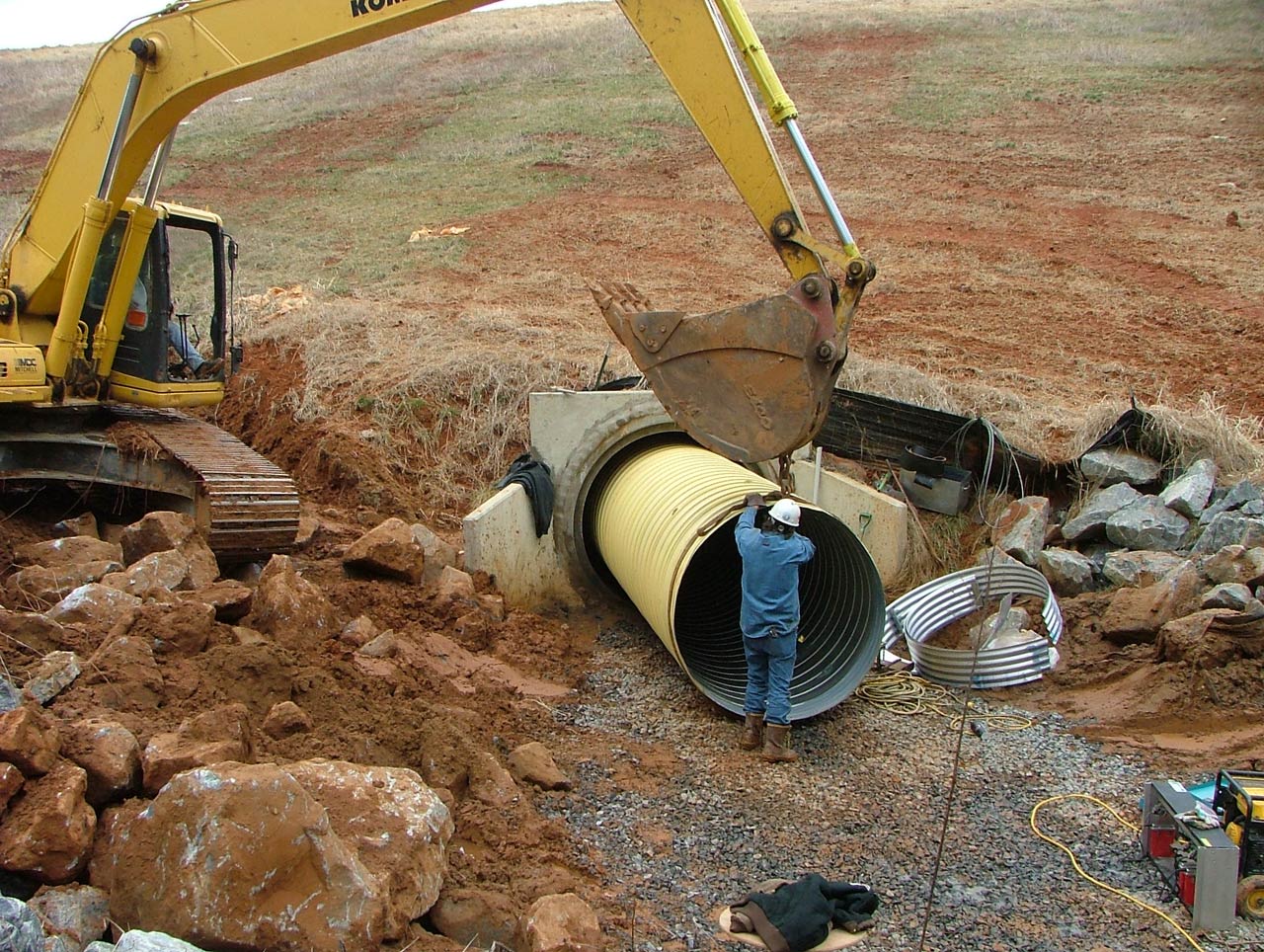 Pipe being inserted at the Concord Airport project