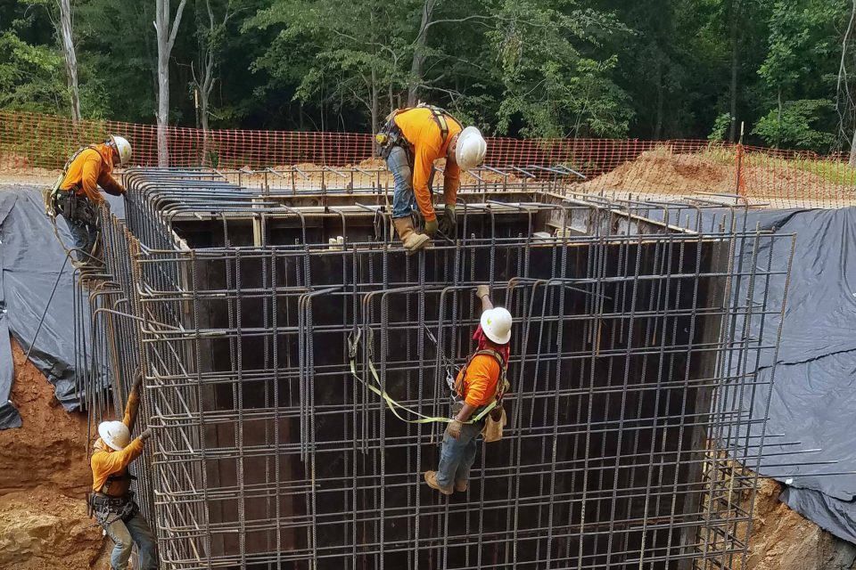 HALL Contracting Corporation employees working on the East Davie County project